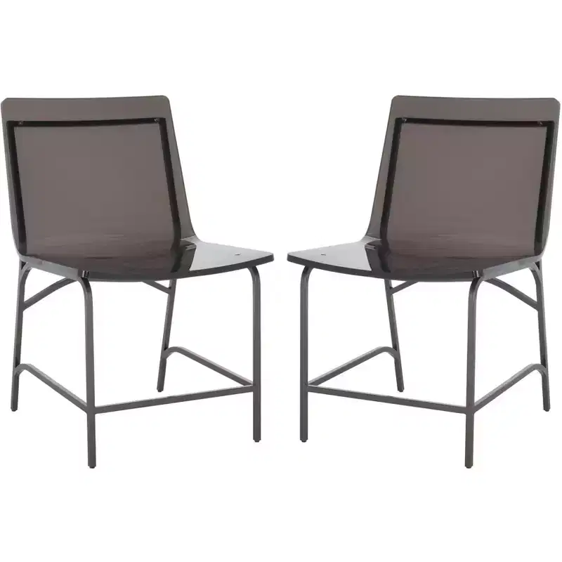 Bryant Acrylic Dining Chair (Set of 2) - SFV2566 - Smoke Grey/Gunmetal - Safavieh Couture