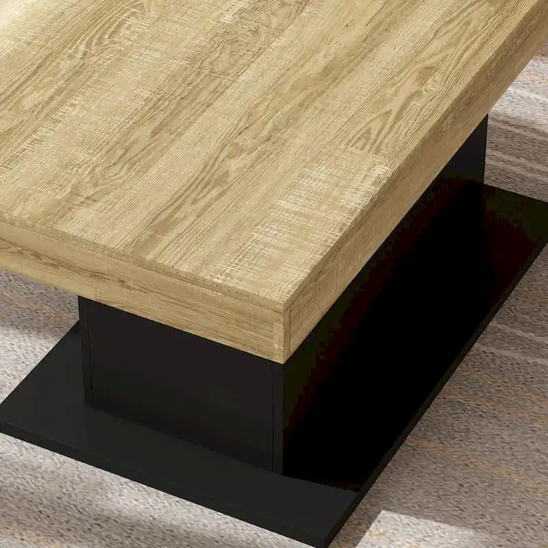 Extendable Dining Room Table Wood Finish Top Computer(Black/White)