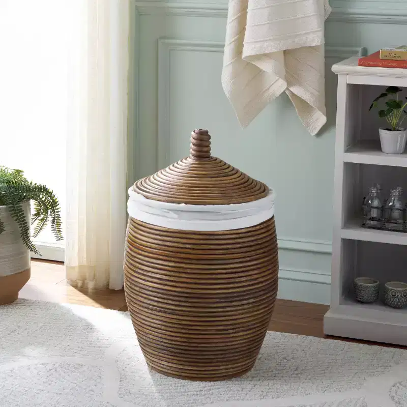Laundry Basket - HAC6503 - White/Honey Brown Wash