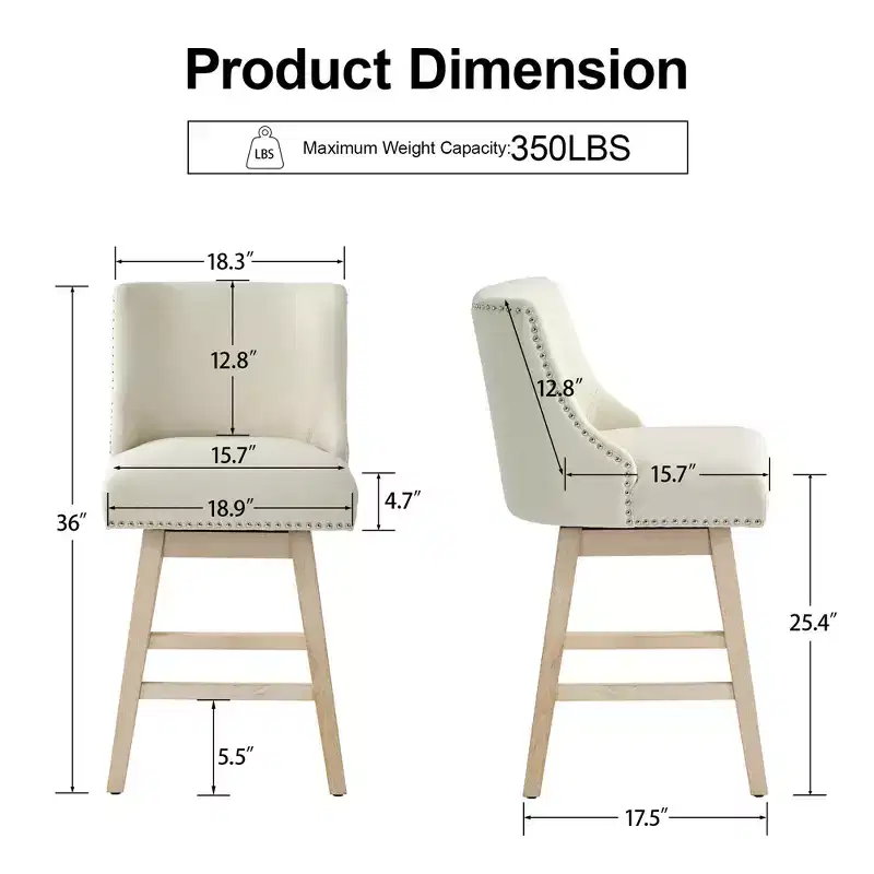 modern style kitchen countertop bar chair, 36-inch high bar, linen fabric, rotatable