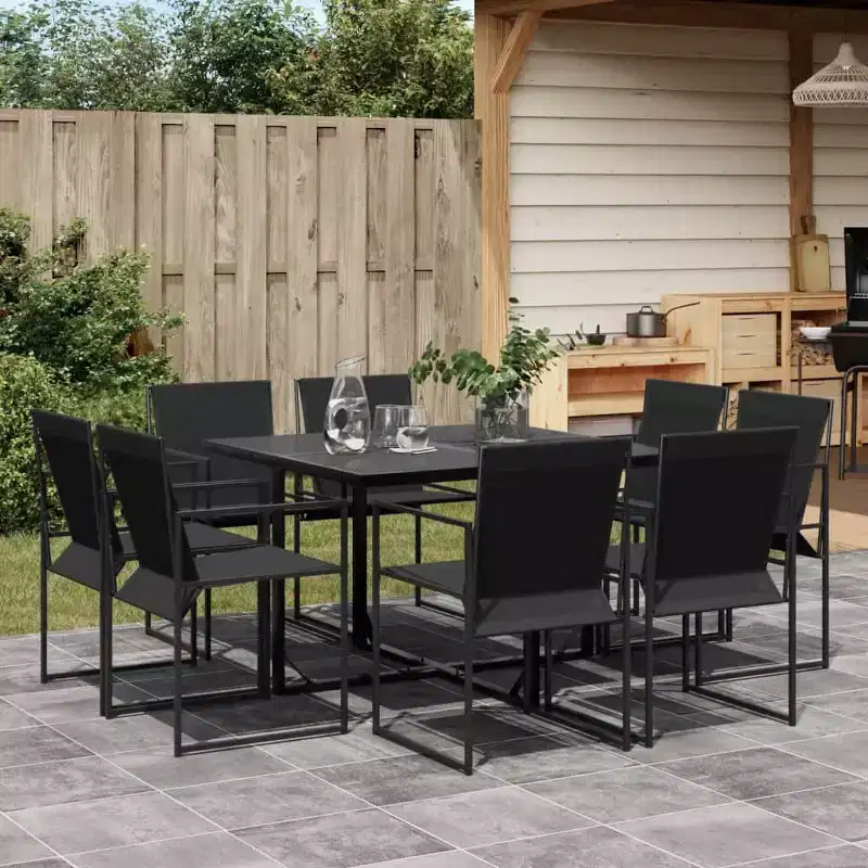 vidaXL Patio Dining Set Garden Table and Chairs Outdoor Furniture Textilene