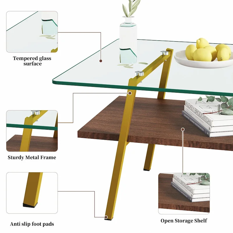 38.58 Rectangle Coffee Table with Modern Design