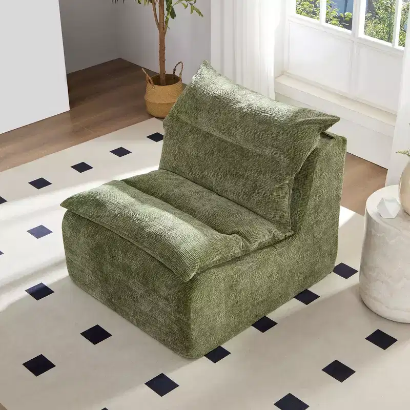 Armless Pure Foam Single Sofa Chair with Cushion