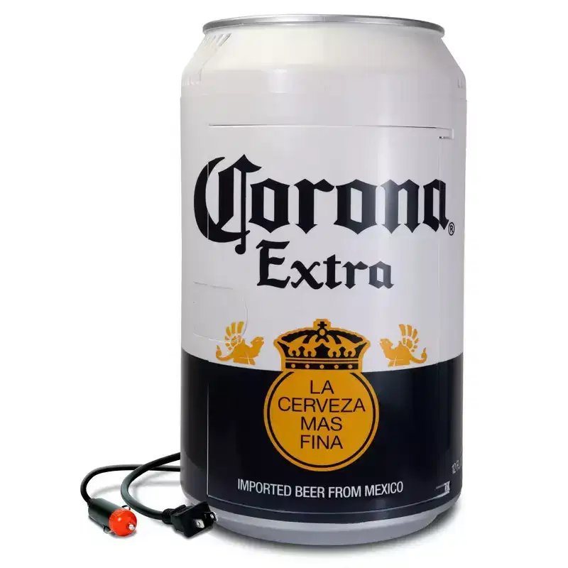 Corona 8 Can Portable Mini Fridge 12V DC 110V AC 5.4L Cooler - White: Thermoelectric Beverage Refrigerator, 36°F, 1 Shelf