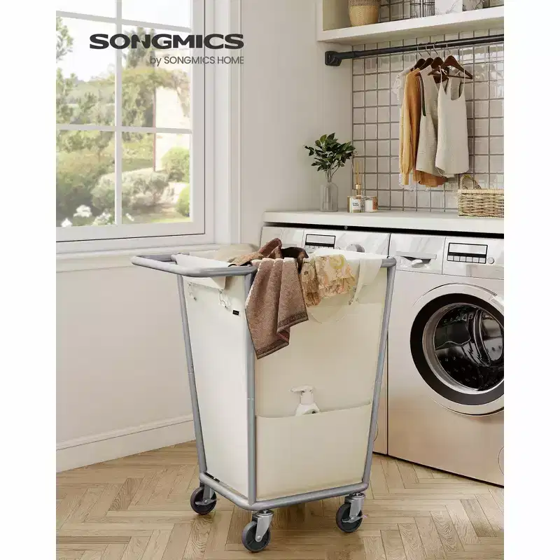 Laundry Basket with Wheels, Removable Bag, Steel Frame, 34.3 Gallons (130 L)