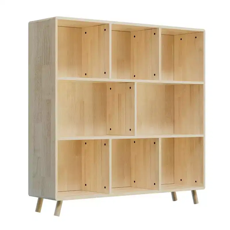 Okak Modern Pine Bookshelf with 7/8-Compartment, Fixed Shelves Bookcase, Cube Storage for Living Room