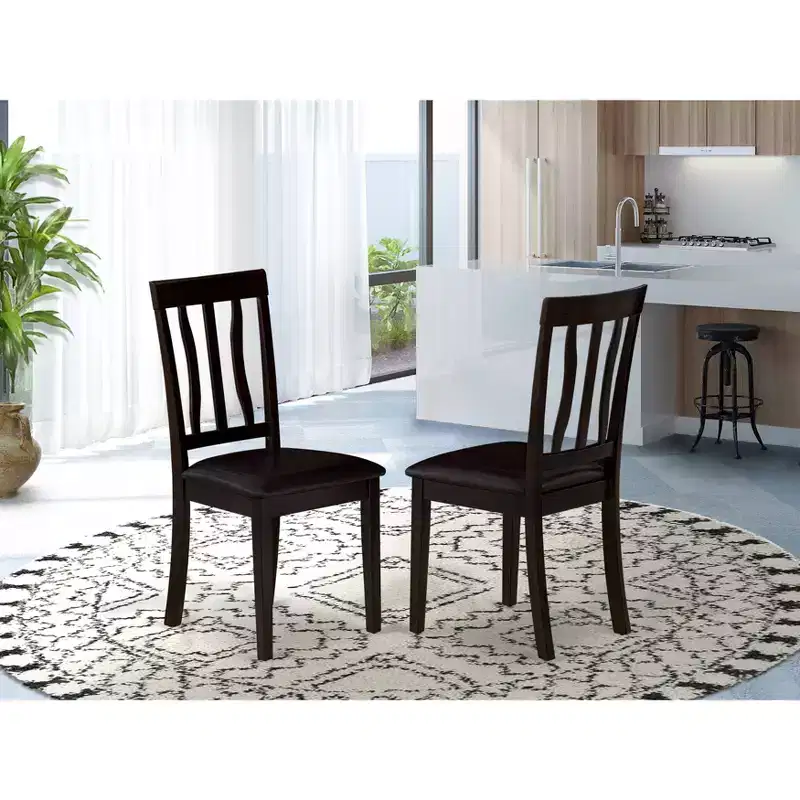 Kitchen Dining Chair Cappuccino Solid Wood Seat Modern Style