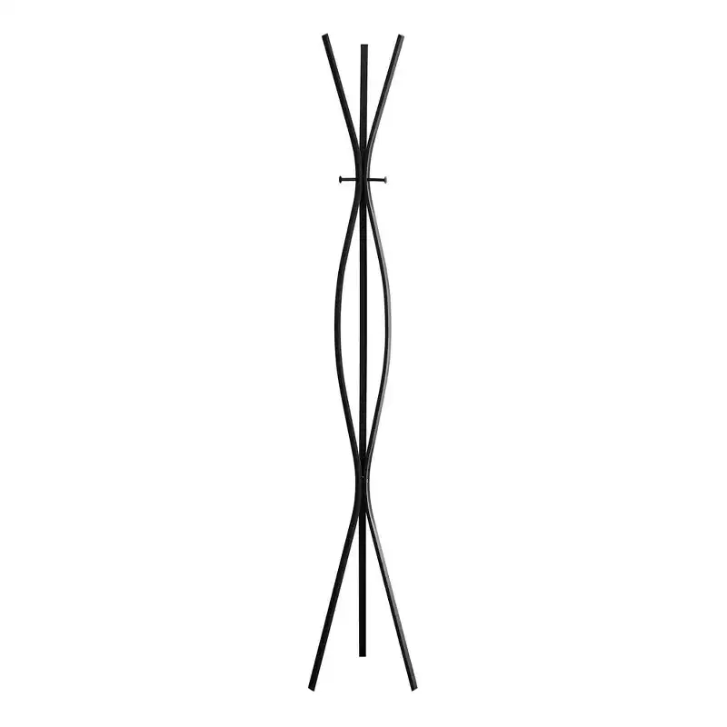 72-Inch Metal Freestanding Coat Rack with 3 Hooks, Wave Design Entryway Hall Tree