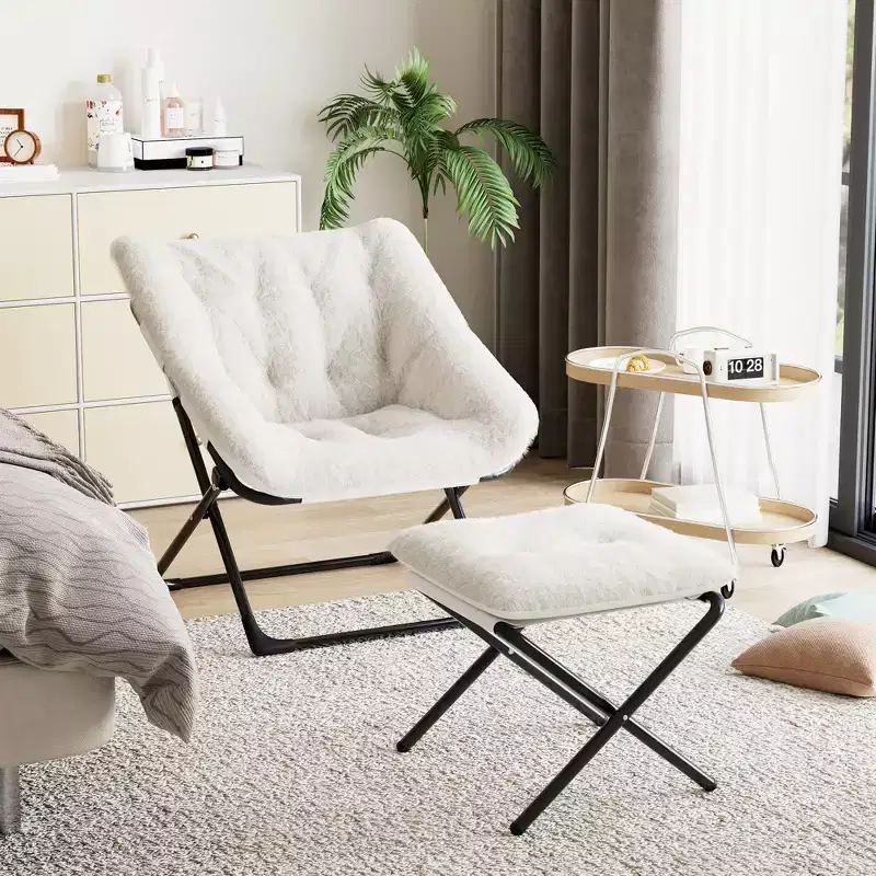 Saucer Chair, Plush Comfy Seat with Non-Slip Base, XL Foldable Lounge Chair for Teens and Adults, Accent Chair for Bedroom Dorm
