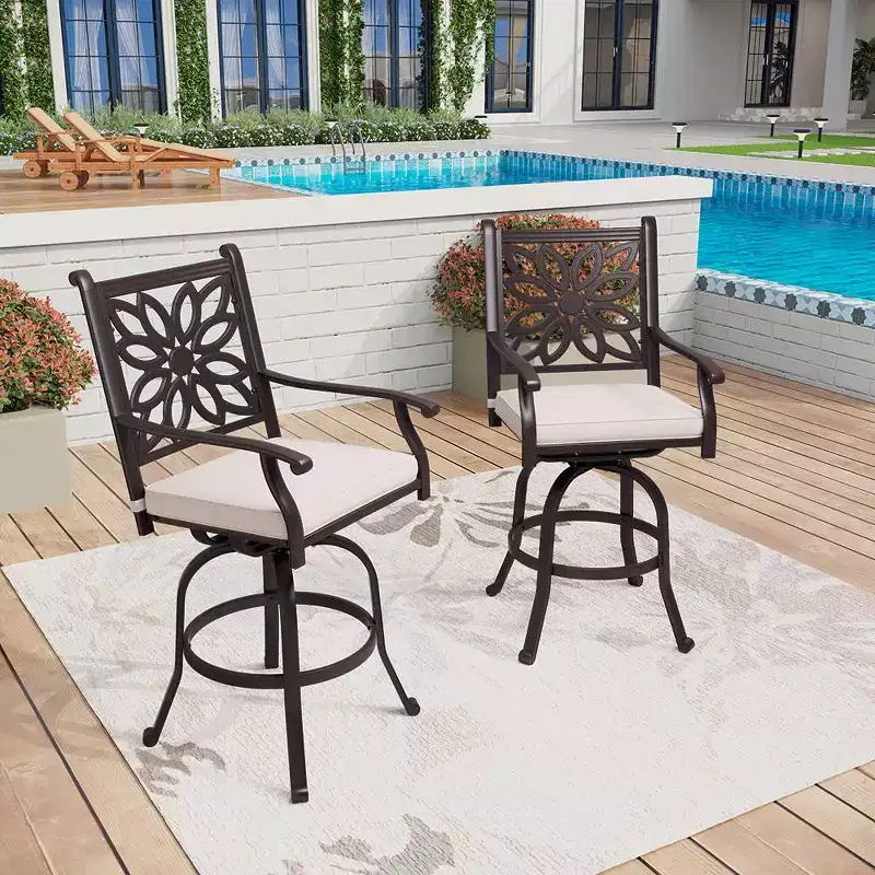 Captiva Designs 3pc Cast Aluminum Outdoor Patio Dining Set: Bronze Finish, Water & Rust-Resistant, Includes 2 Arm Chairs, 1 Table