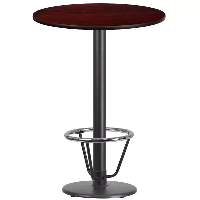 Flash Furniture 30'' Round Laminate Table Top with 18'' Round Bar Height Table Base and Foot Ring
