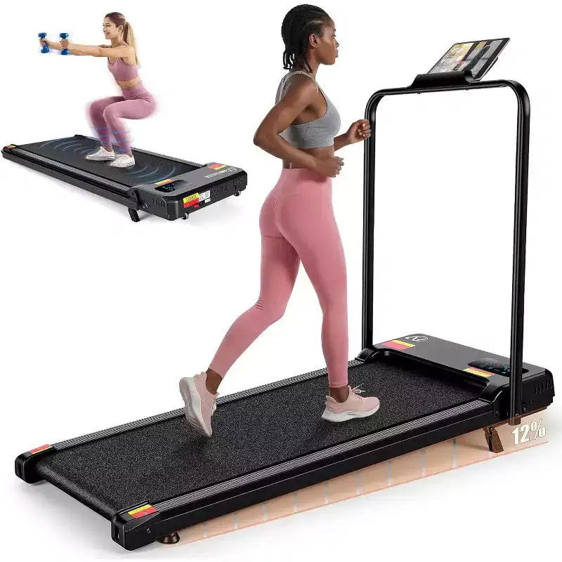 KRISRATE 6-in-1 3.5HP Walking Pad Treadmill with Vibration Plate and 12%/15% Incline, Under Desk Folding Treadmill for Home, Office