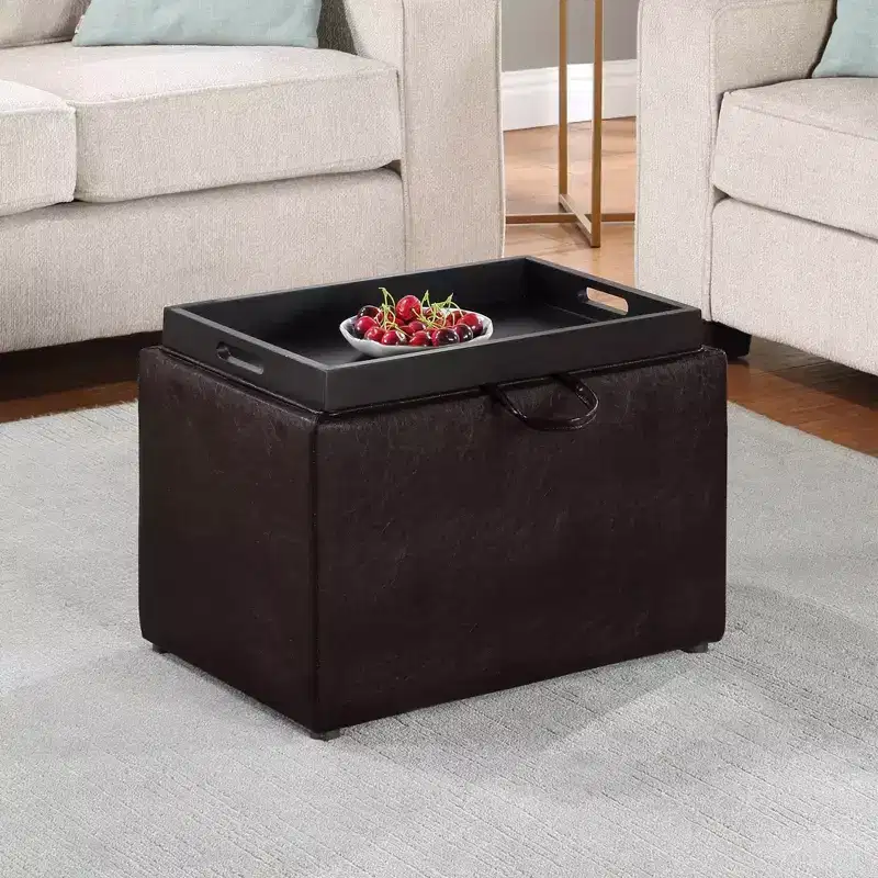 Luxe Comfort Storage Ottoman with Reversible Tray Top Lid