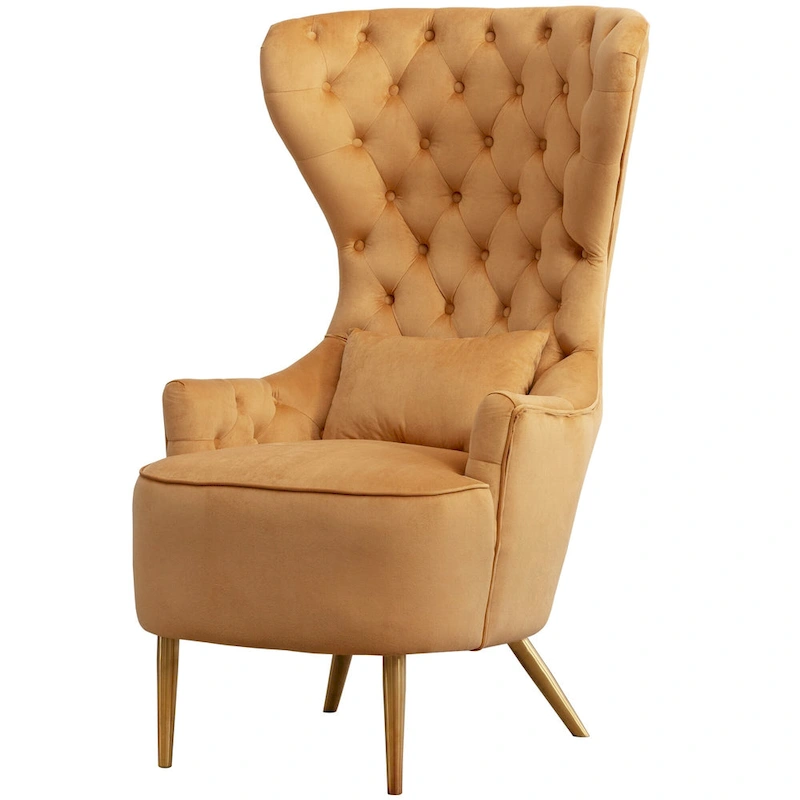 KINWELL Tufted High Wingback Accent Chairs Velvet Armchairs, Set of 2