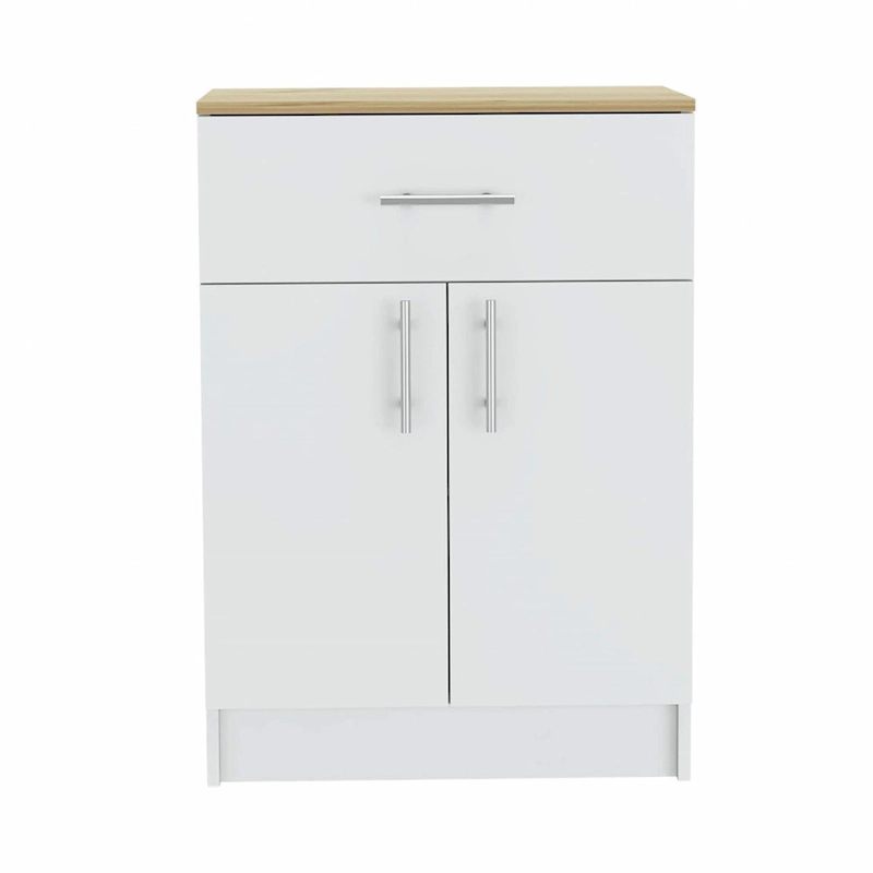 34 Light Oak and White Pantry Cabinet