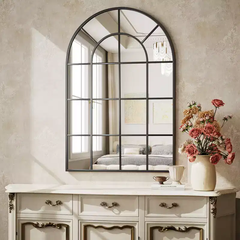 Arched Windowpane Mirror Bathroom Mirror Wall Mirror Modern Mirror for Bedroom, Living Room