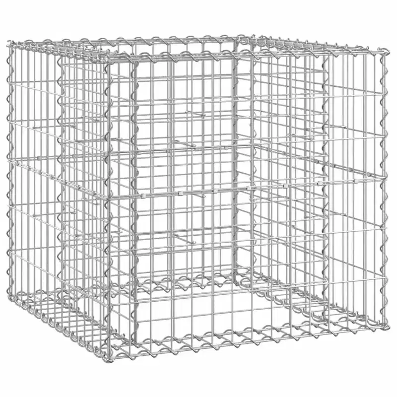 Garden Bench With Gabion Basket Natural wood and silver