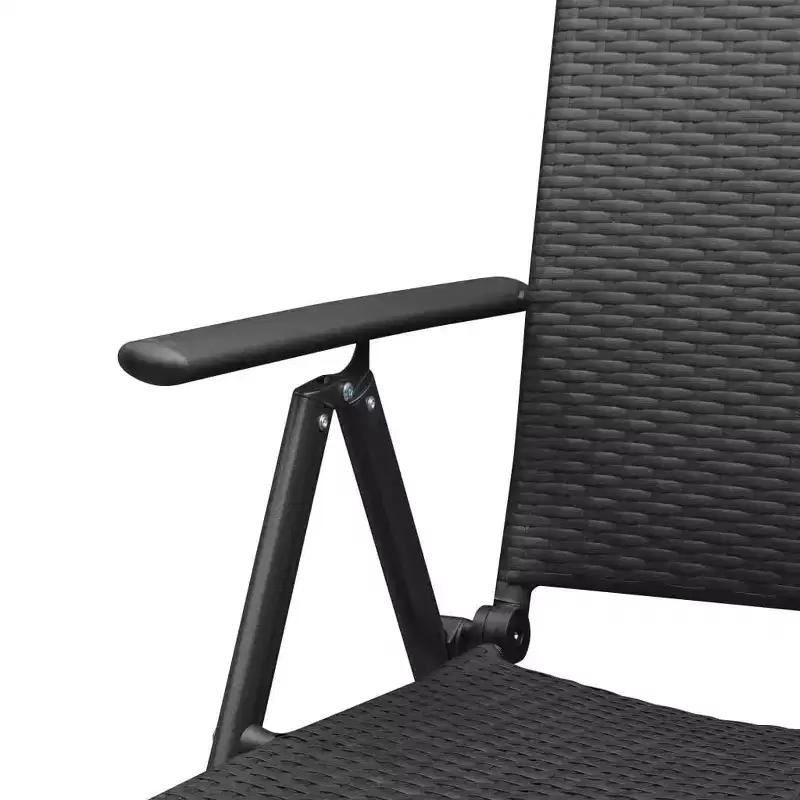 vidaXL Dining Set Black and Brown PE Rattan, Aluminum, WPC