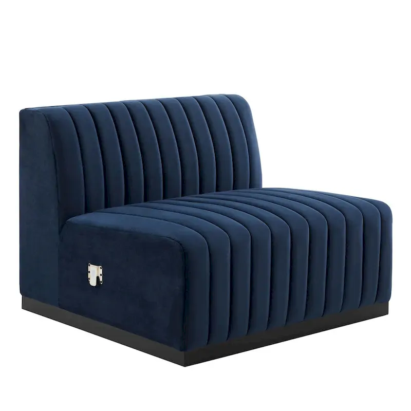 Channel Tufted Velvet Upholstered Sofa