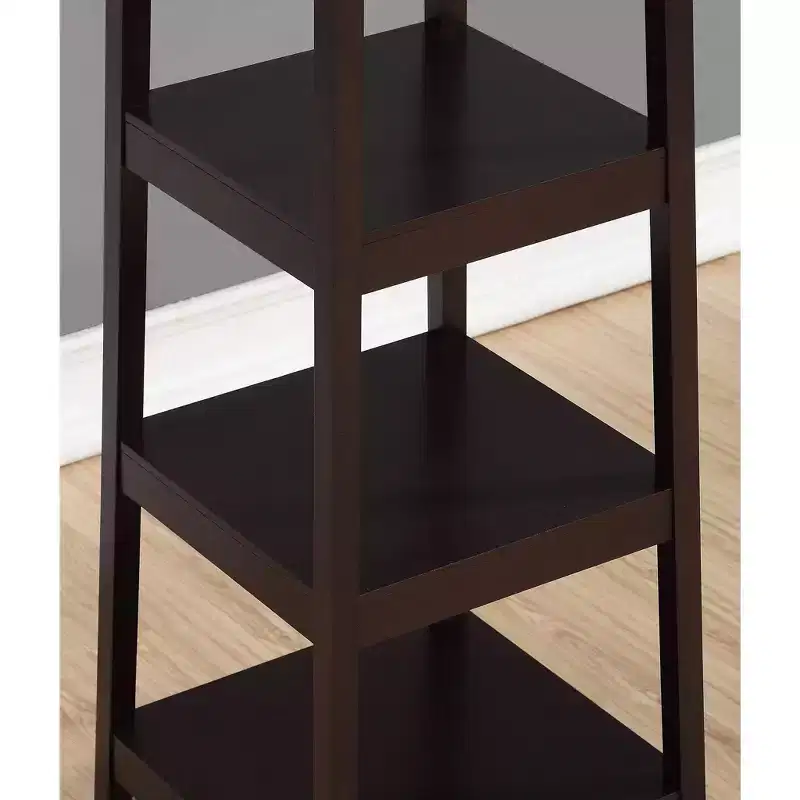 Roundhill Furniture Vassen Coat Rack w/ 3-Tier Storage Shelves - Espresso Finish
