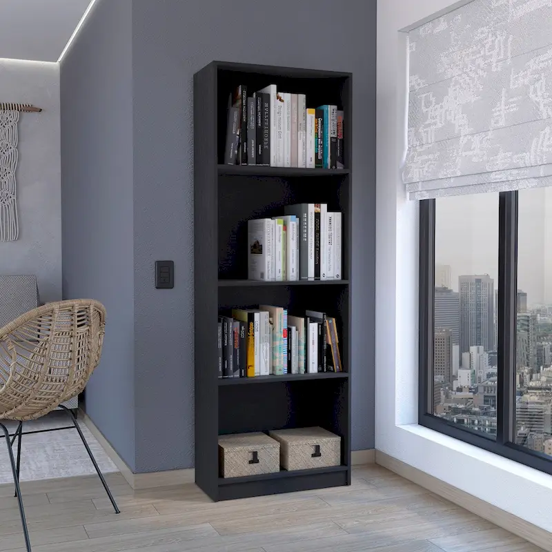 Home Bookcase 4-Shelf, Display Unit for Books and Decor