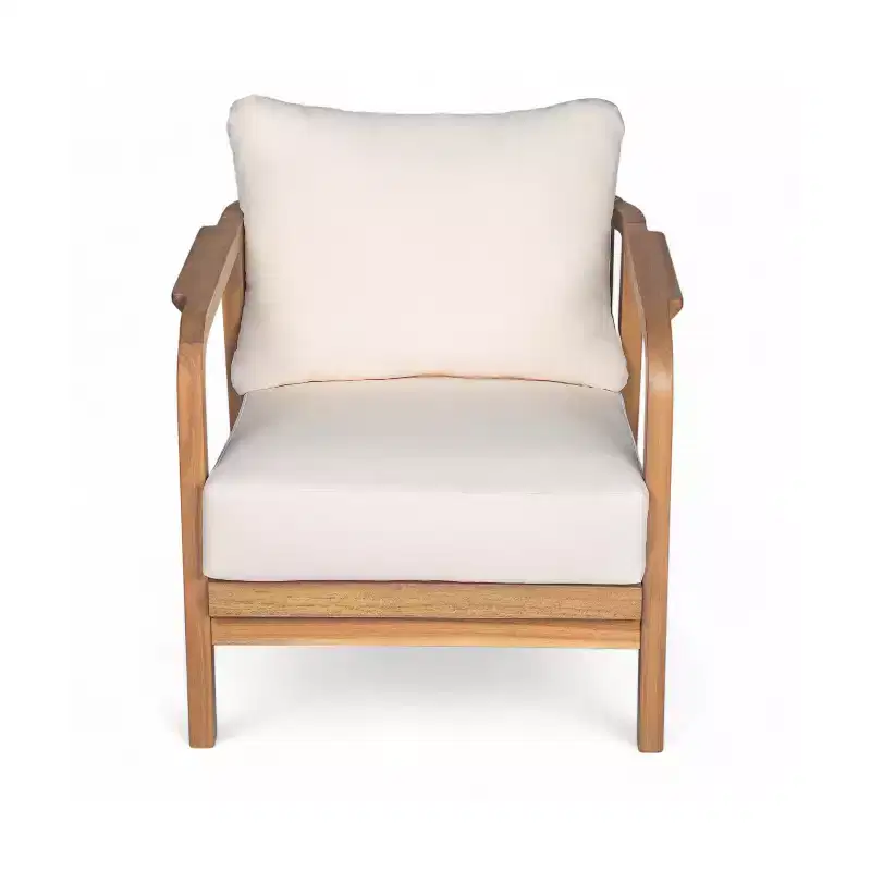 Christopher Knight Home Ivana Patio Woven Rope Acacia Wood Club Chair with Deep Cushions