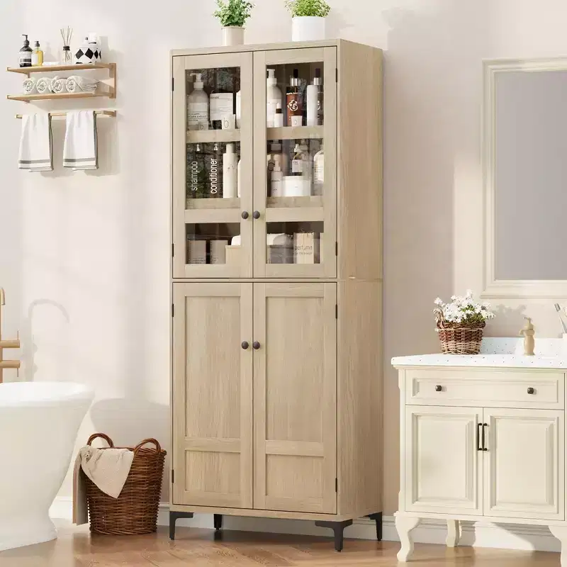 71-Inch Tall Storage Cabinet, 5-Tier Kitchen Pantry with 4 Doors, 27.6