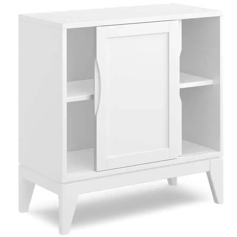Pearson Low Storage Cabinet, White, Modern Living Room Accent Cabinet