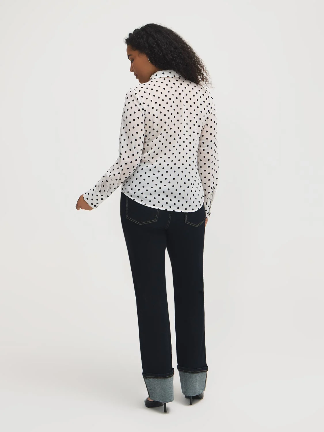 Velour Bow Detail Chiffon Blouse