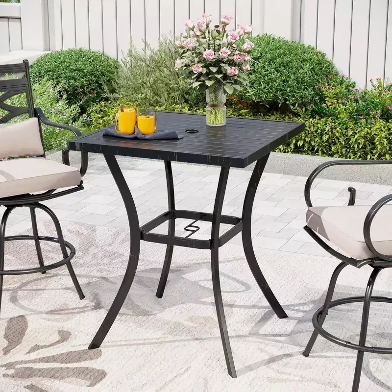 31" Square Bar Table with Umbrella Hole - Captiva Designs: Outdoor Bar Height Patio Furniture