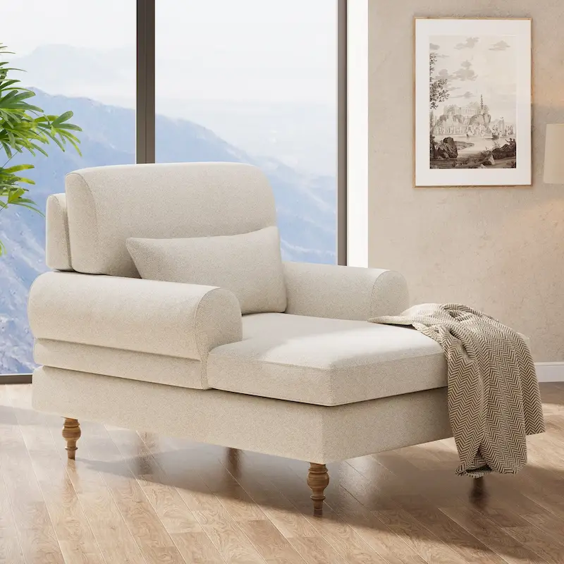 Chaise Lounge Chair with Adjustable Backrest, Indoor Modern Oversized Comfy Chair