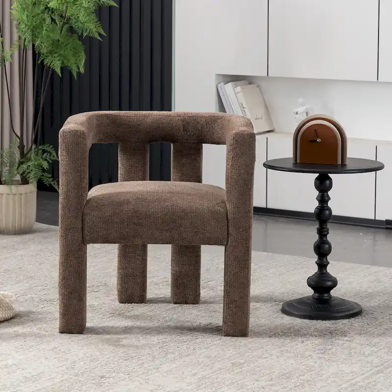 Set of 1 Chic design Barrel shaped Fabric Upholstered Accent Armchair