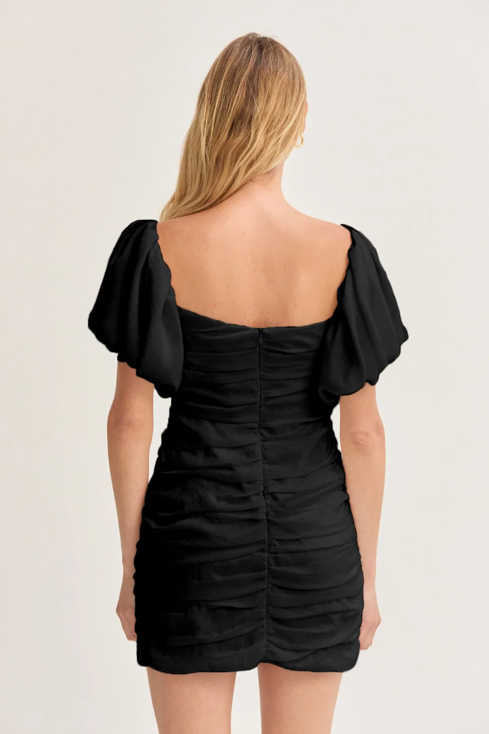 Puff Sleeves Ruched Mini Dress