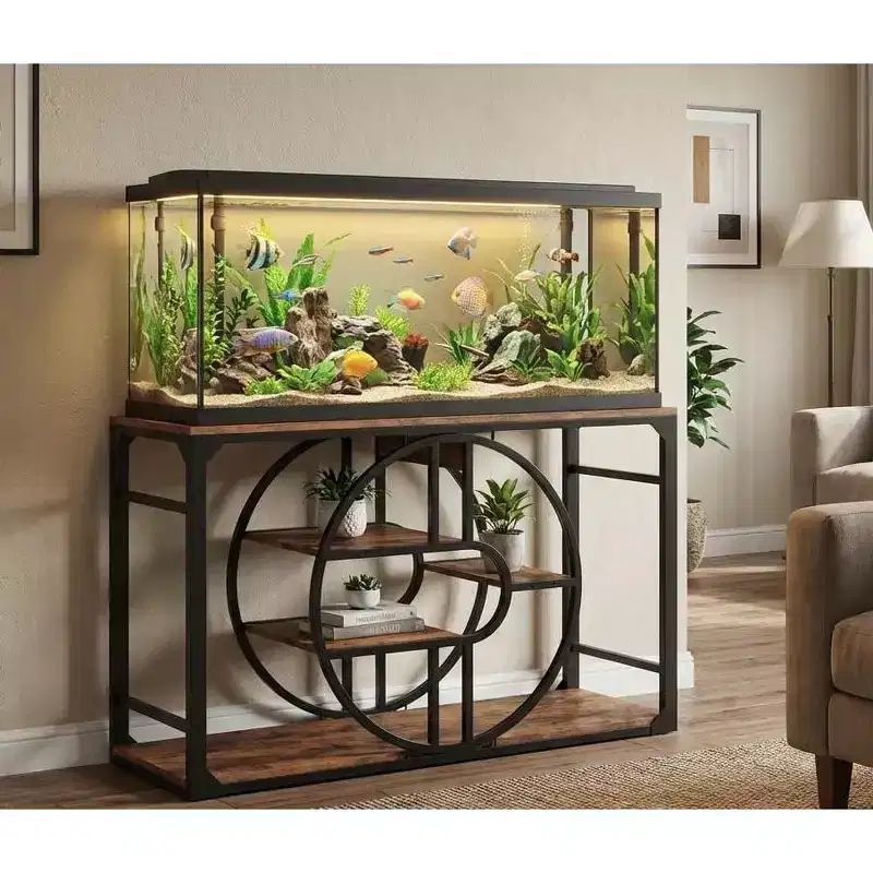 55-75 Gallon Metal Aquarium Stand, Heavy-Duty Fish Tank Stand with Storage Cabinet, Multi-Tier Fish Tank Stand with Thickened Legs, Suitable