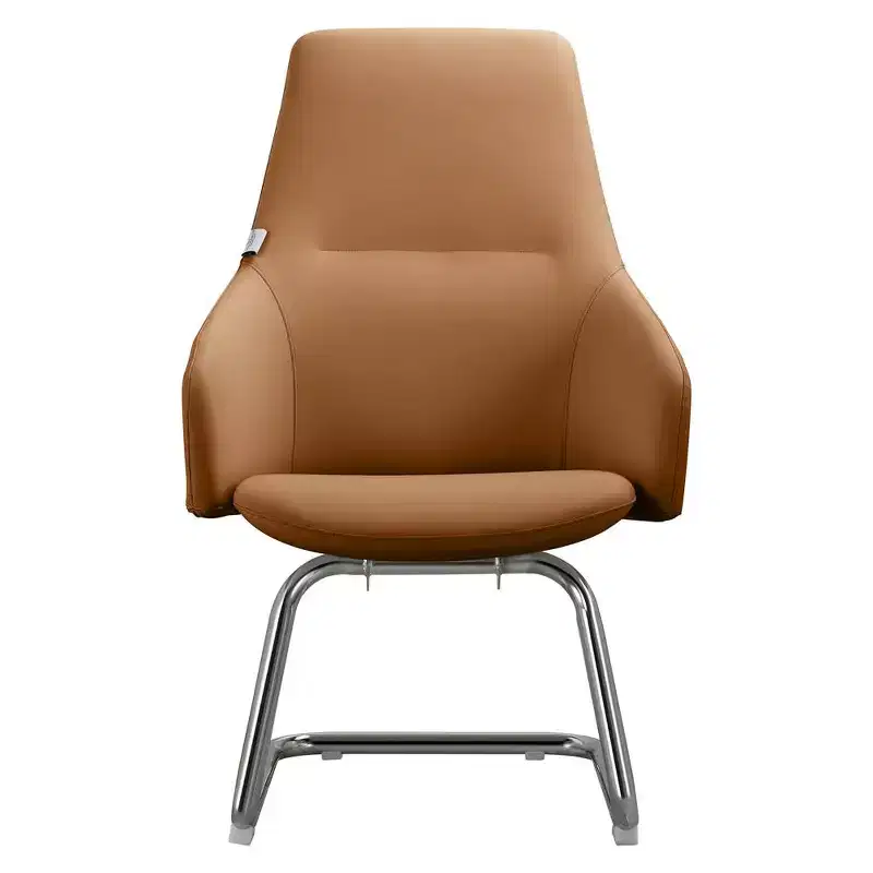 Ergonomic Faux Leather Office Chair Iron Sled Base Adjustable Height 330 lbs Capacity