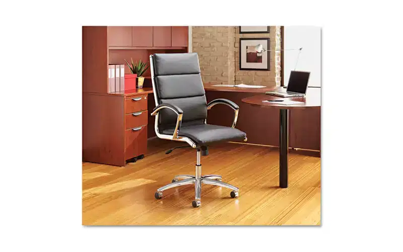 Mid-Back Slim Profile Chair – Faux Leather, 275 lb, Chrome Base