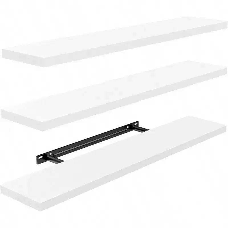 35.4 inch L floating shelves set of 3 white wall shelves for bathroom living room bedroom kitchen wall decor with brackets