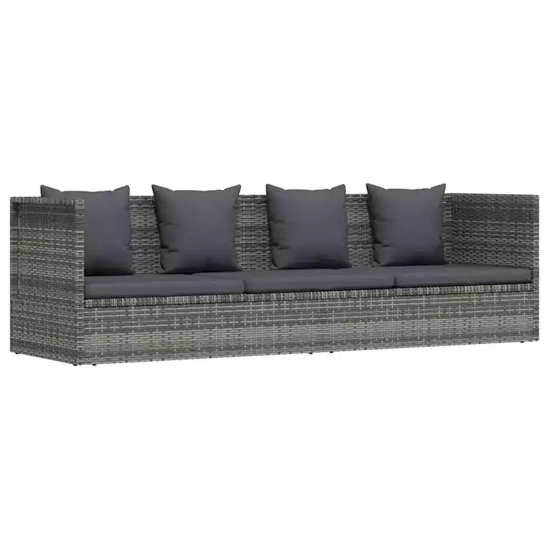vidaXL Garden Bed Grey PE Rattan 78.7x23.6 in Adjustable Armrests