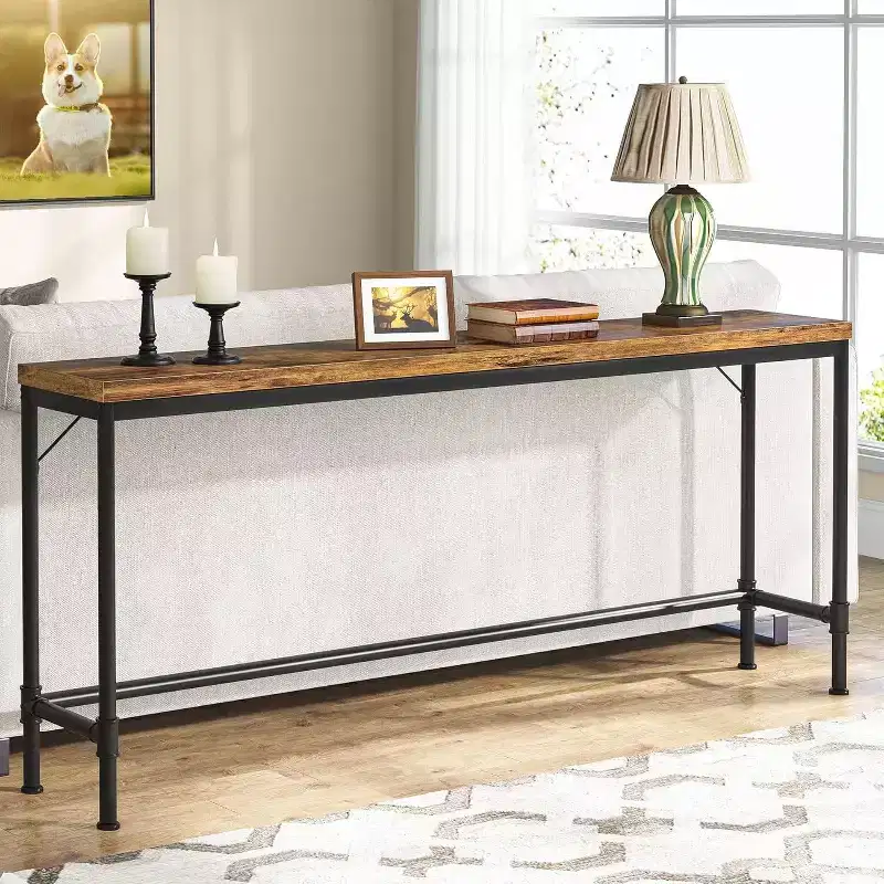 70.9" Long Console Table Narrow Brown