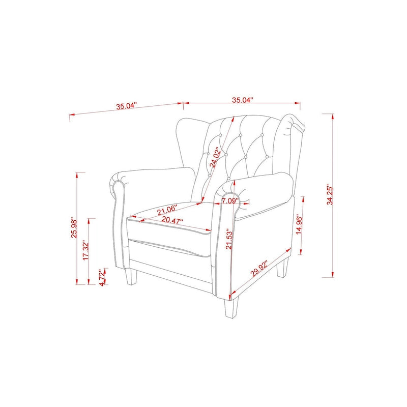 Black Adjustable Tufted Arm Chair with Sturdy Legs