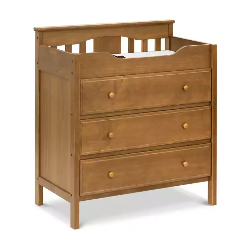 3-Drawer Baby Changer Dresser with Changing Pad – Solid Pine, GREENGUARD Gold