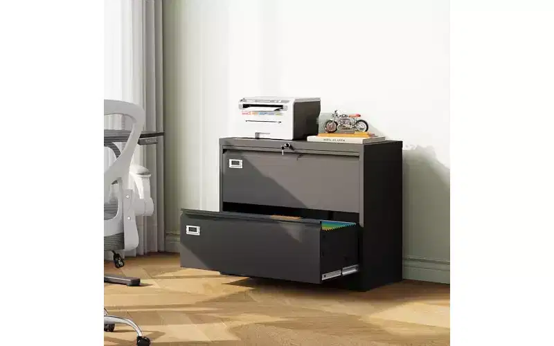 DEXYLLO Metal 2 Drawer Lateral File Cabinet, Wide Filing Cabinet with Lock for Home Office School