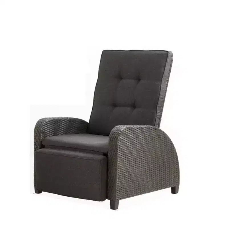 30 Adjustable Outdoor Lounge Chair with Gray Cushions & Footrest