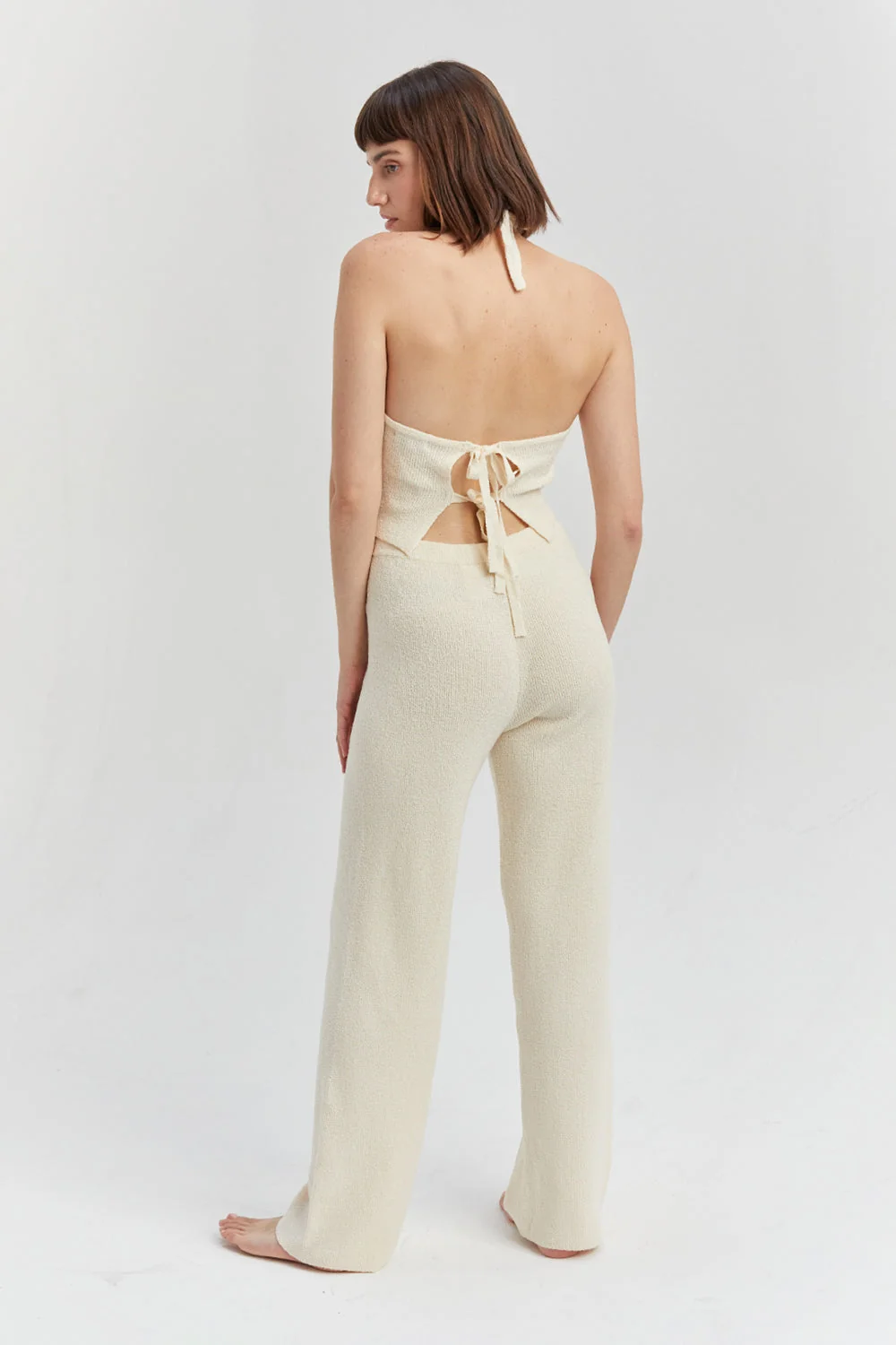 Halter Neck Straight Leg Sweater Knit Two-Piece Set