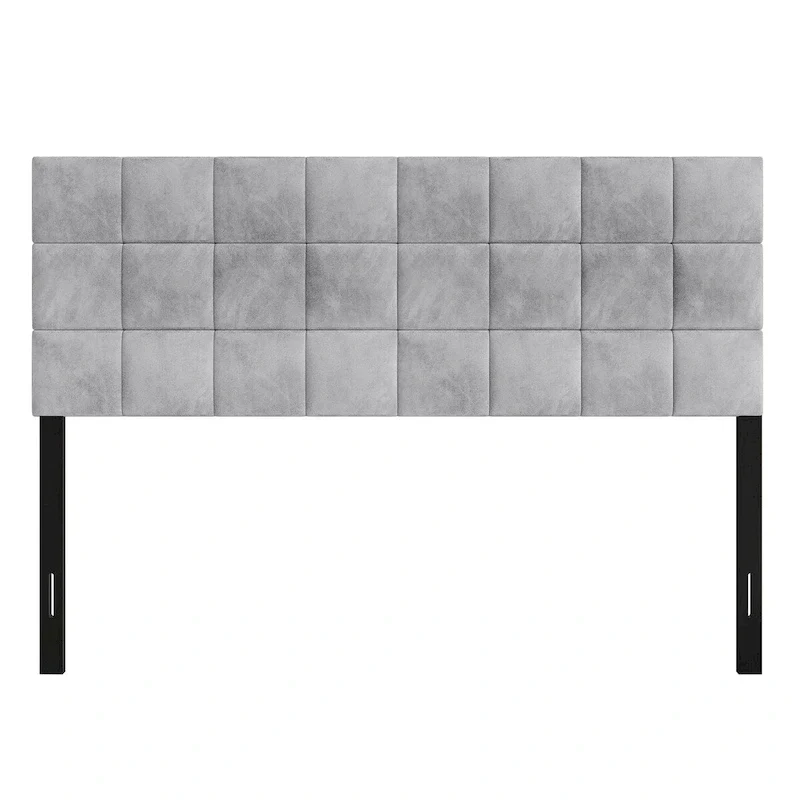 Square Stitching Velvet Upholstered Headboard