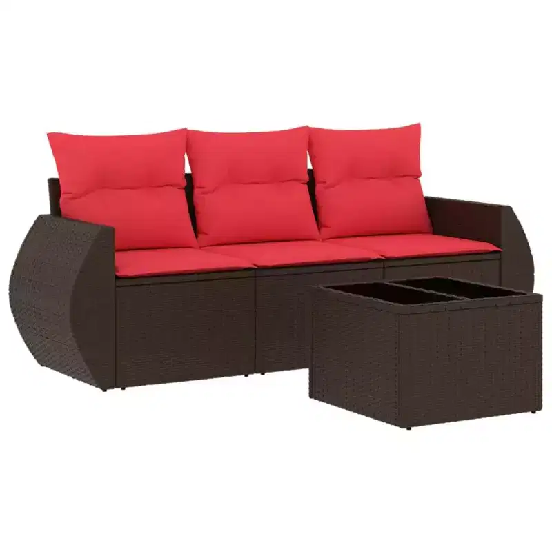 vidaXL Patio Sofa Set with Cushions Poly Rattan