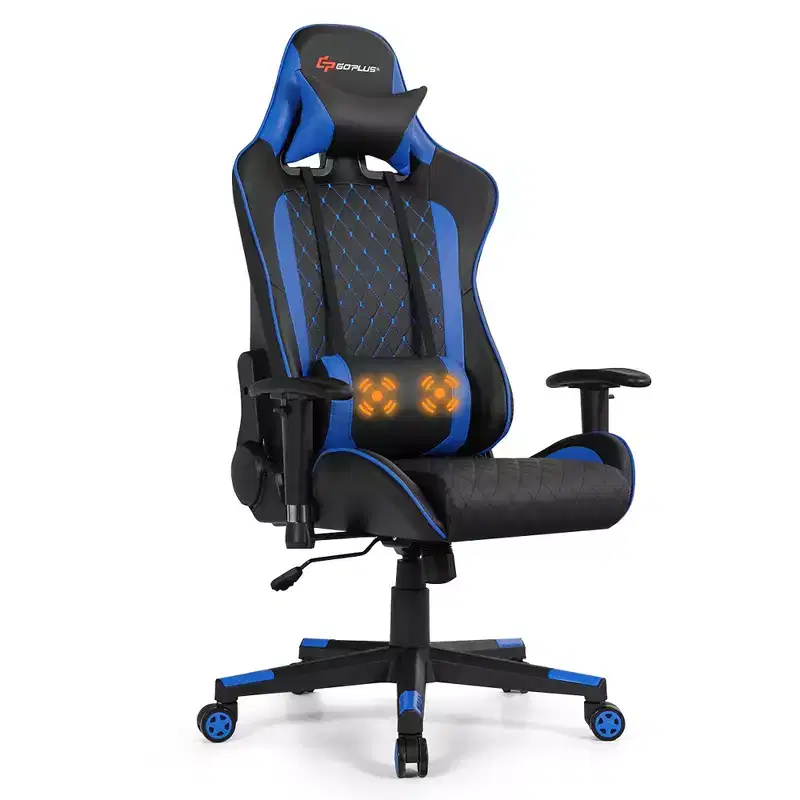 Massage Gaming Chair Reclining Racing Chair with Lumbar Support and Headrest