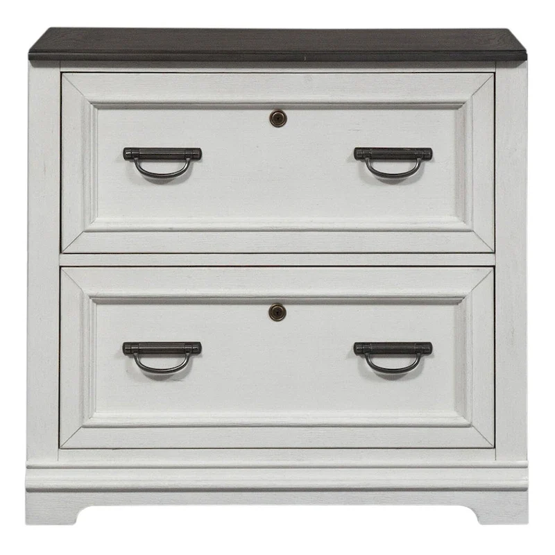 Allyson Park Wirebrushed White Bunching Lateral File Cabinet