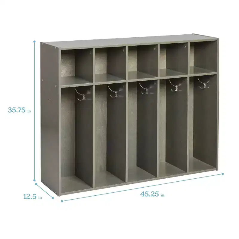ECR4Kids Streamline 5-Section Toddler Coat Locker with Cubby Storage, Kids Furniture