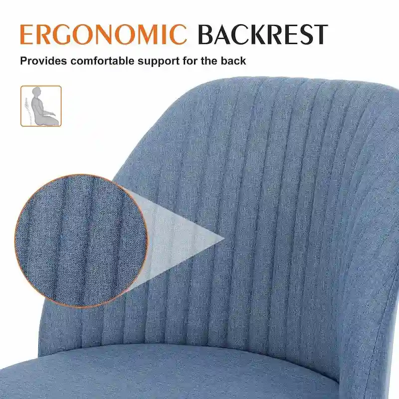 Office Chair with Wheels, Adjustable Height Fabric Upholstered Computer Desk Chair Swivel